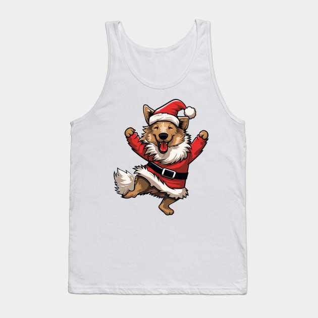 Cartoon Christmas Shetland Sheepdog Dancing Tank Top by Chromatic Fusion Studio